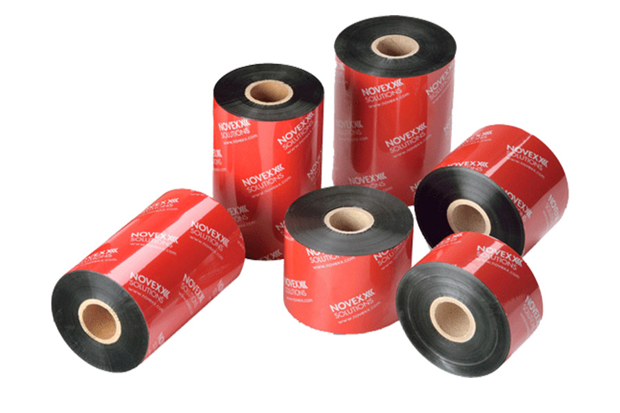 Six Rolls of Red Novex Product Labels